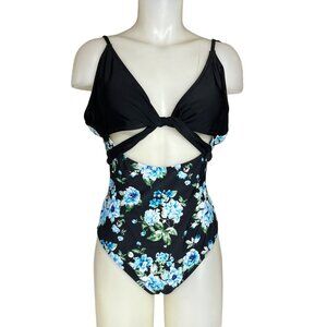 Cupshe One Piece Swim Suit Womens Large Blue Black New Pool Beach